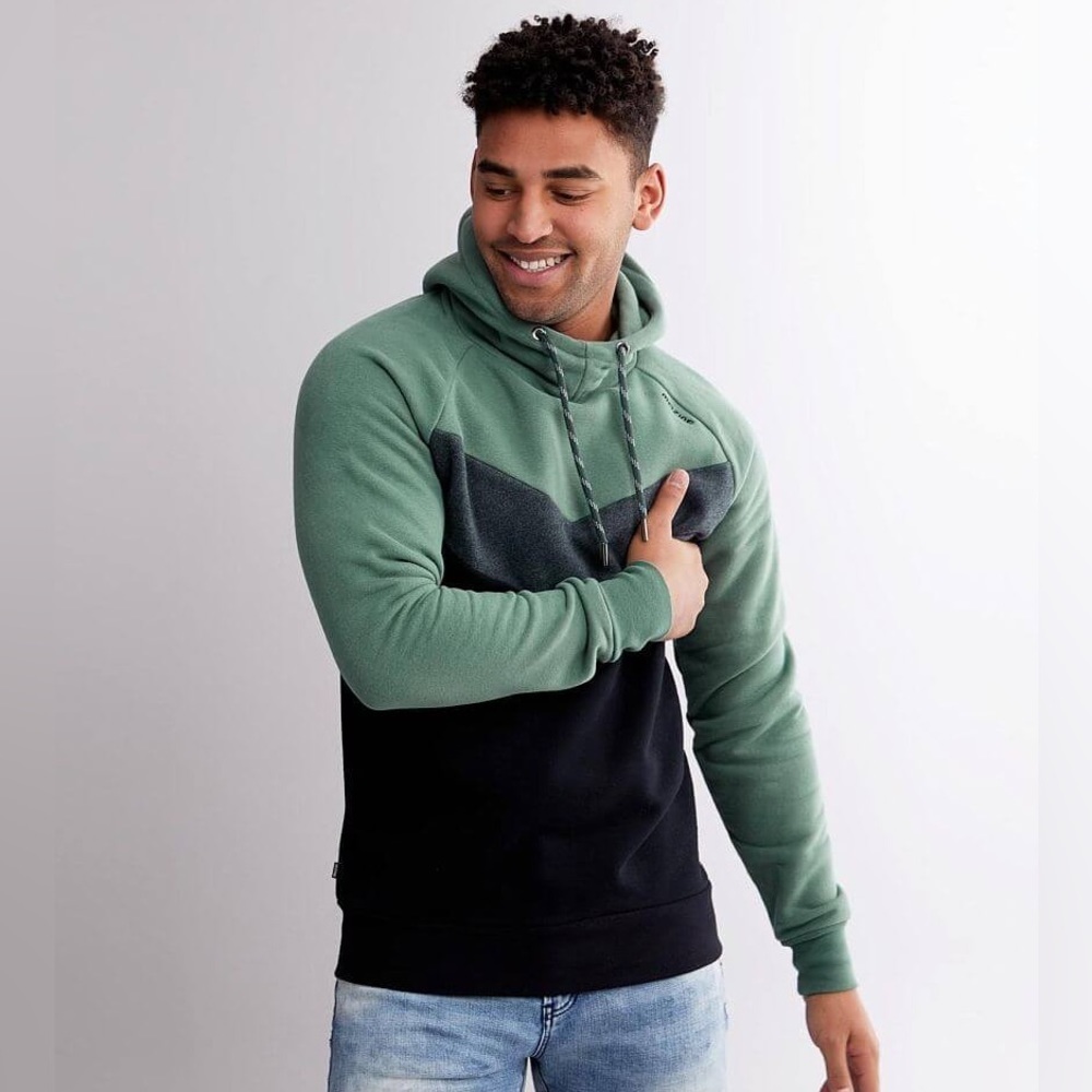 Mazine Men’s Banham Heavy Hooded Sweatshirt Size Small Black and Green Hoodie